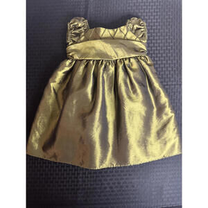 Vintage Crayon Kids Baby Party Dress 12M – Green Taffeta Bow Back Holiday Formal